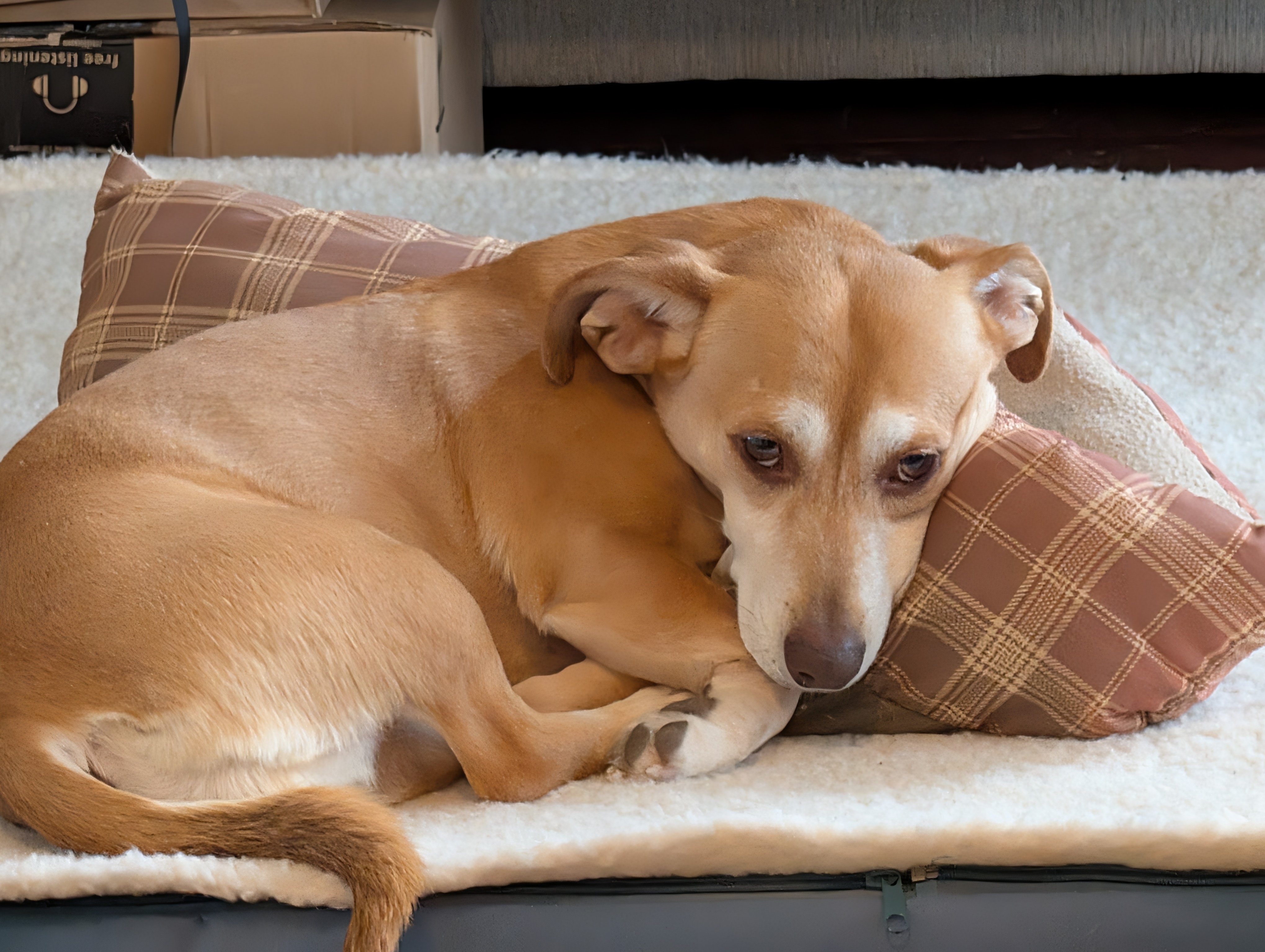 Shadow waiting for a snack near the kitchen