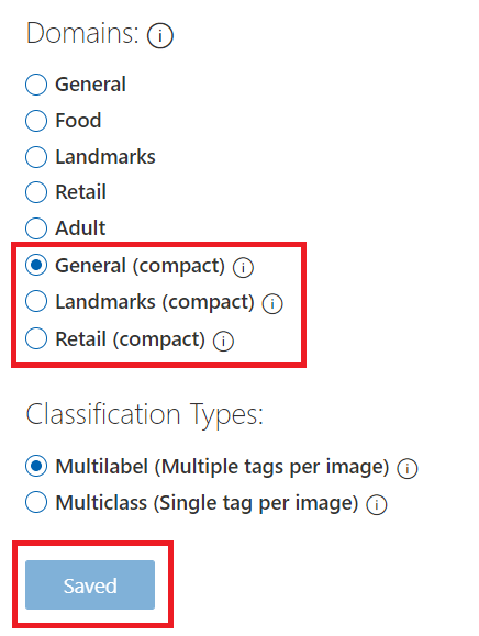 The Domains section with the compact domain selected