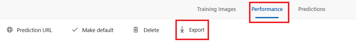 The Export option on the Performance tab
