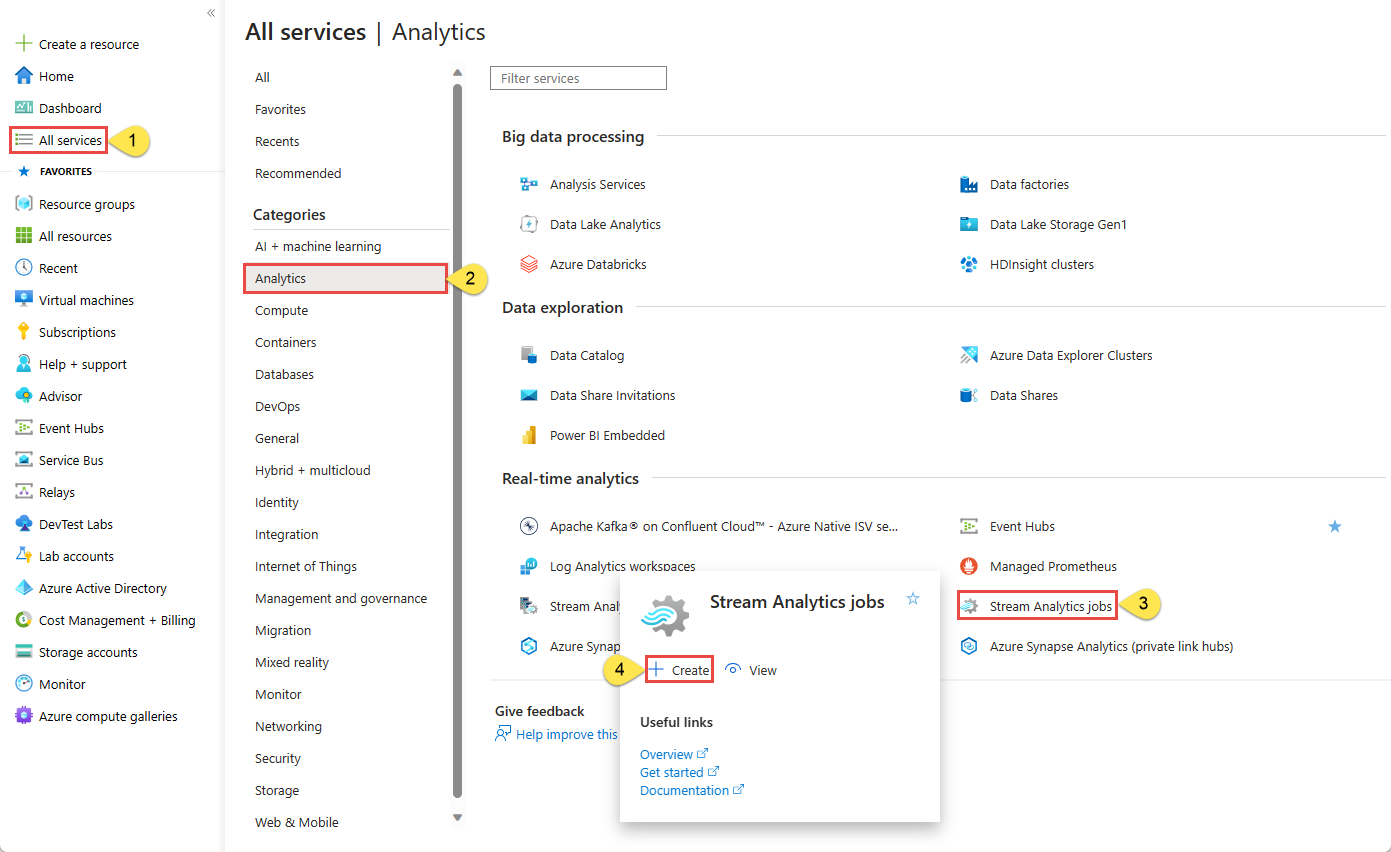 Create a new Stream Analytics job