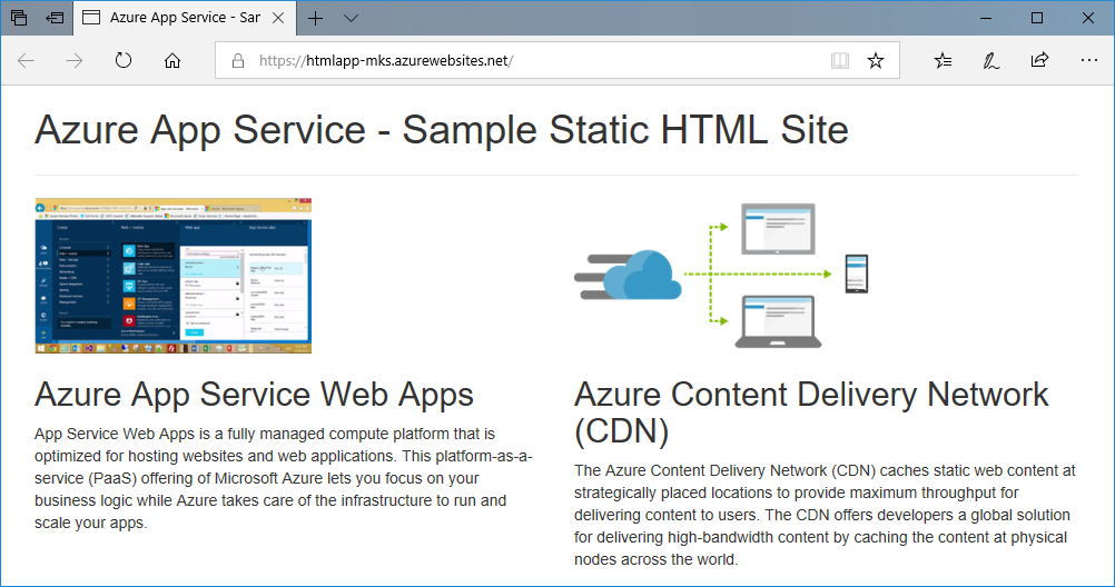 Home page of sample app